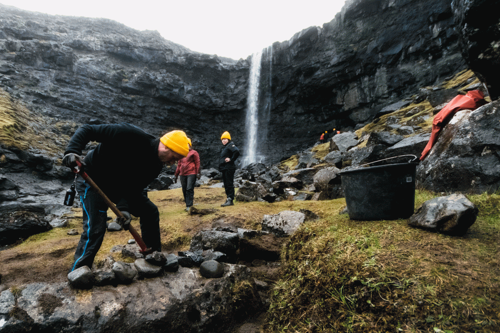 Closed for maintenance crew working hard at Fossá, Faroe Islands.